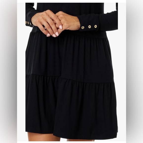 Lilly Pulitzer Black Onyx Arlette Cozy Knit Swiss Dot Mini Dress - Picture 3 of 6